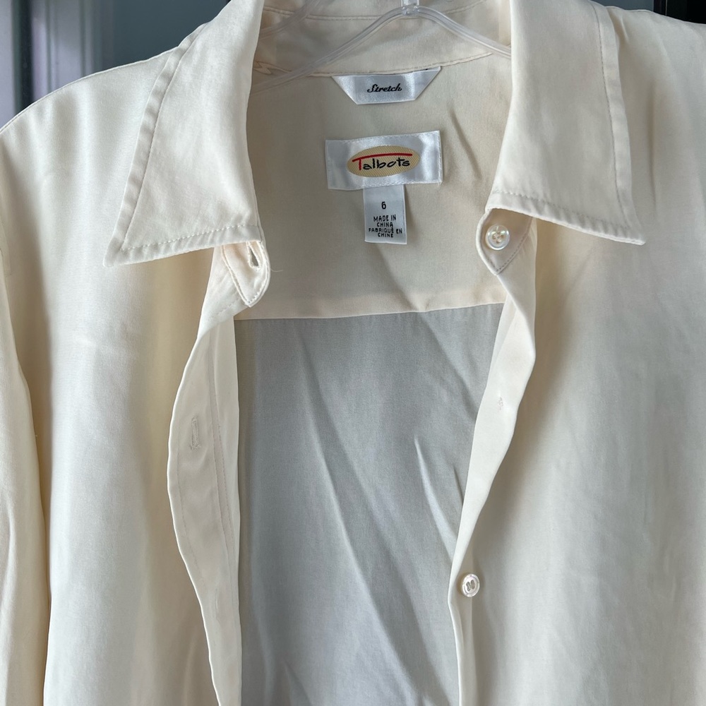 Talbots Cream Button Down Blouse - image 3